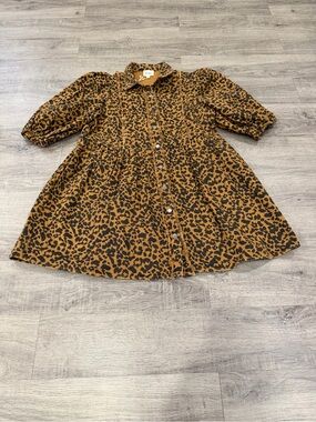 NWT Stitch & Stone Black and Brown Leopard Print Puff Sleeve Dress